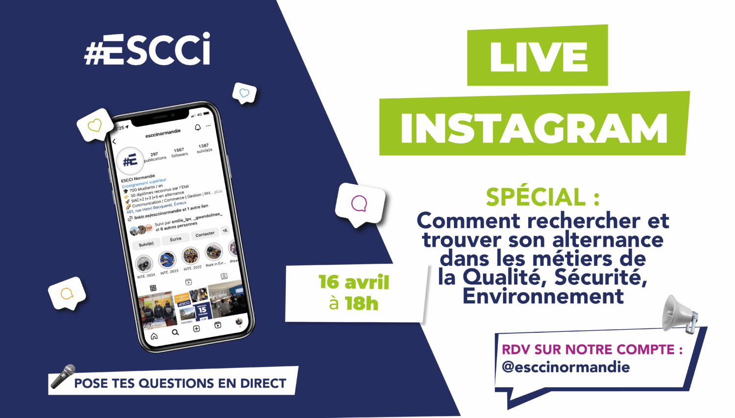 Live Instagram : Rechercher une alternance dans les métiers de la QSE ? – 16 avril 2025