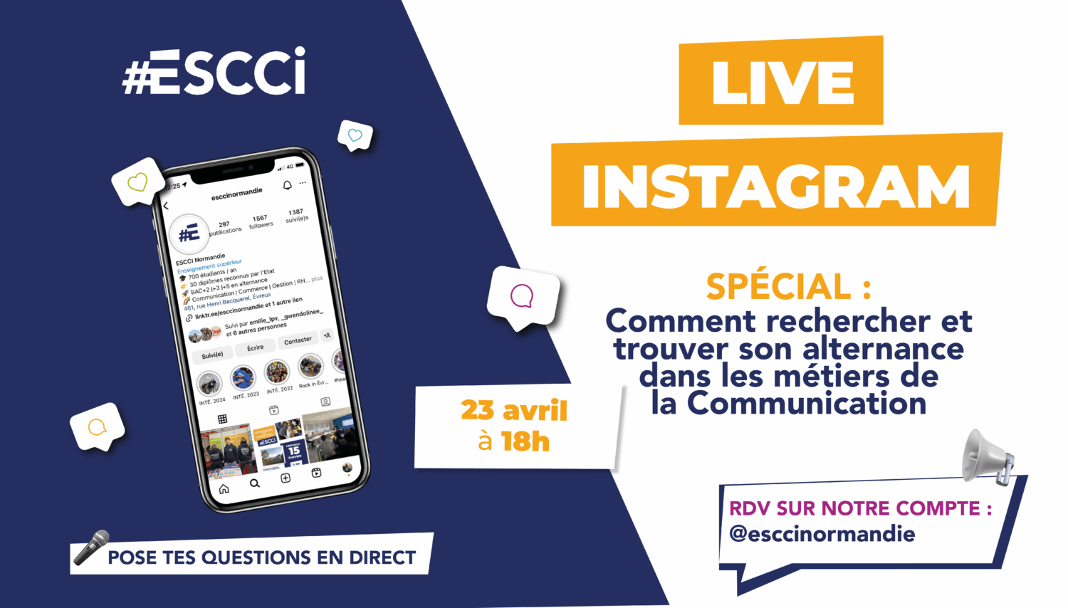 Live Instagram : Rechercher une alternance dans la Communication – 23 avril 2025